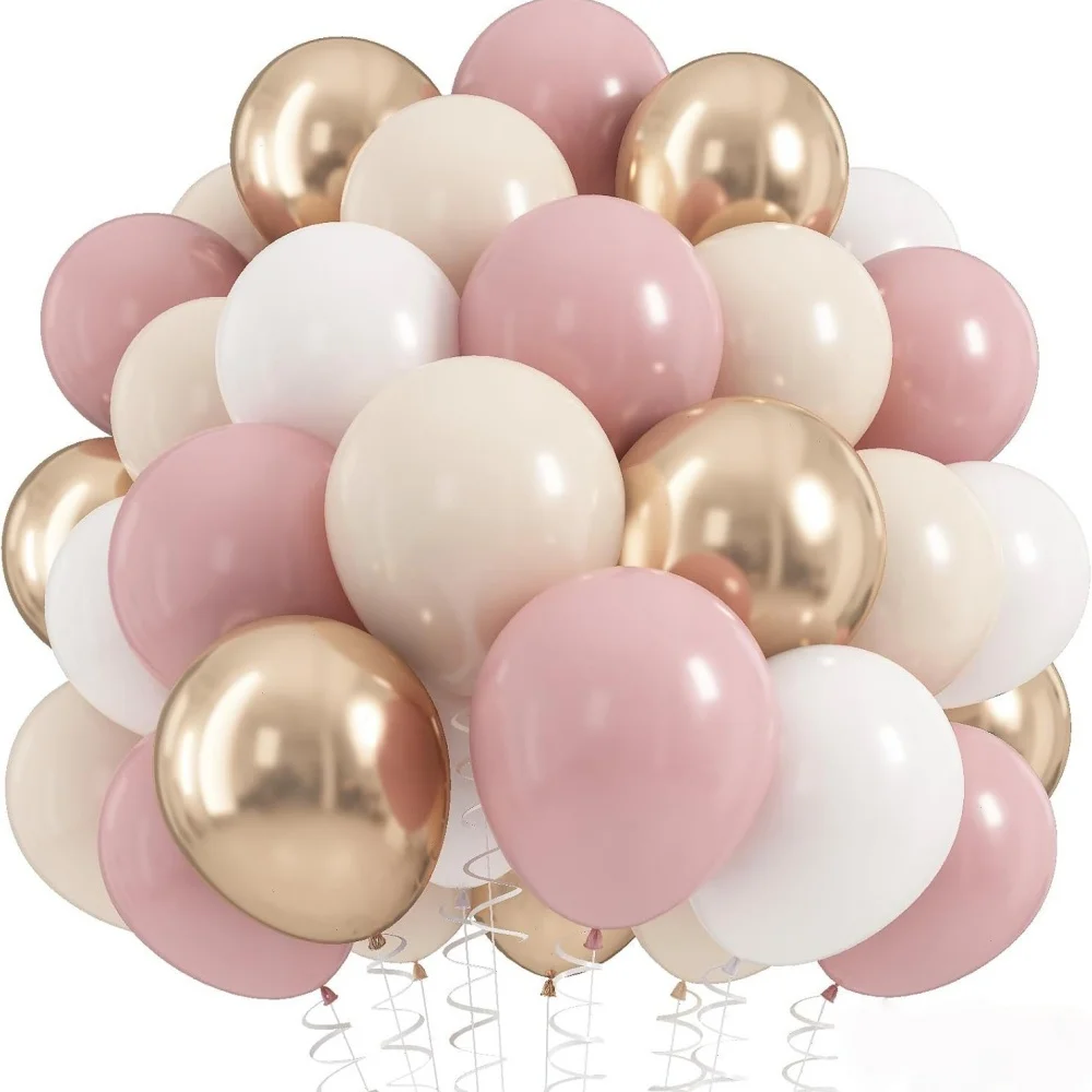 

32/60pcs Cream White Pink Metal Balloon 10inch Pearl Latex Balloons for Birthday Weddings Anniversary Party Decoration Globos