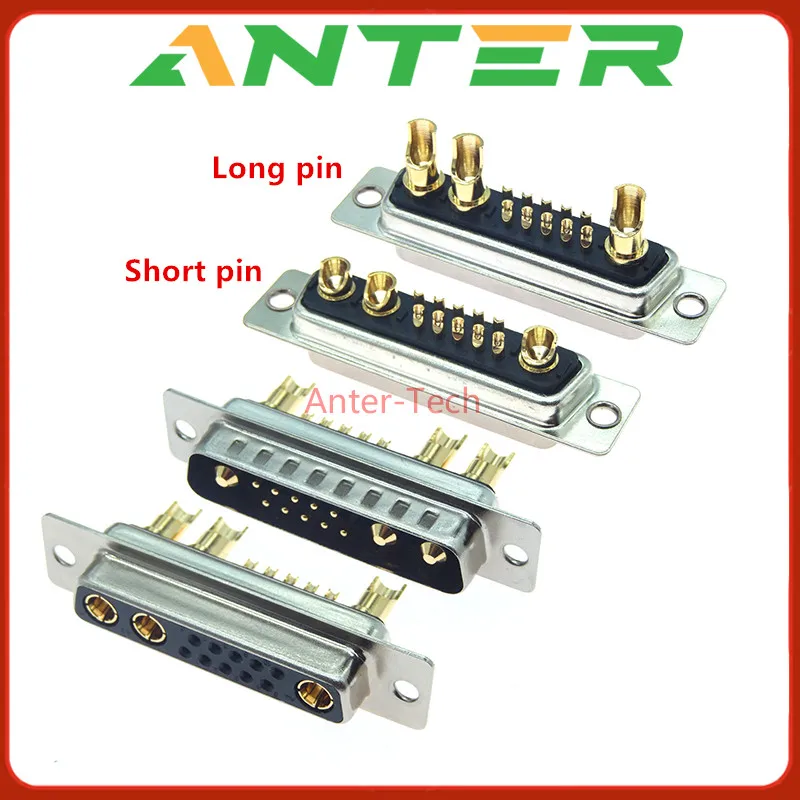 1PCS DB 13W3 30A Gold Plated Male / Female High Current Connector D-SUB Adapter Solder Type 13Pin Plug Socket Welding High Power