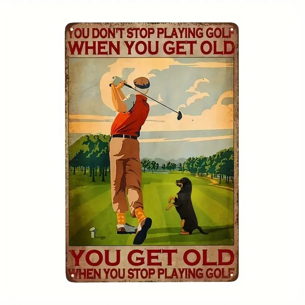 

Age Is Just a Par" Golf Iron Wall Art – Rustic Tin Sign with Over-the-Hill Golf Cart Distressing | Elevates Retirement Home