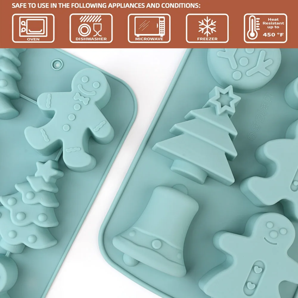 Christmas-Themed Silicone Baking Molds, Including Gingerbread Men, Christmas Trees, Snowmen and Other Shapes, Non-Stick and Easy to Demold, Food-Grade Silicone, Can Be Used to Make Cupcakes, Chocolate, Candy, Etc., Hol - view 4