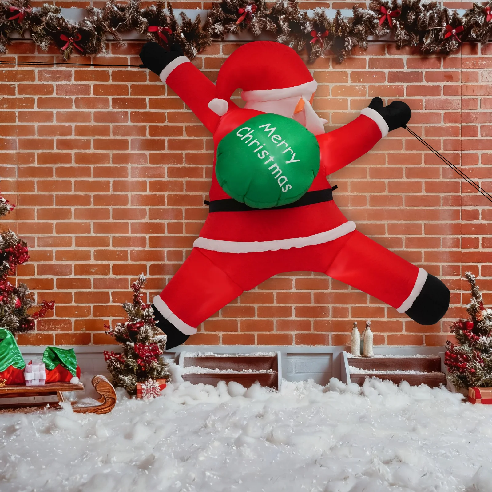 Hangende kerstopblaasboten met kerstmuts, kerstopblaasbotendecoraties met ingebouwde LED-verlichting, ornamenten