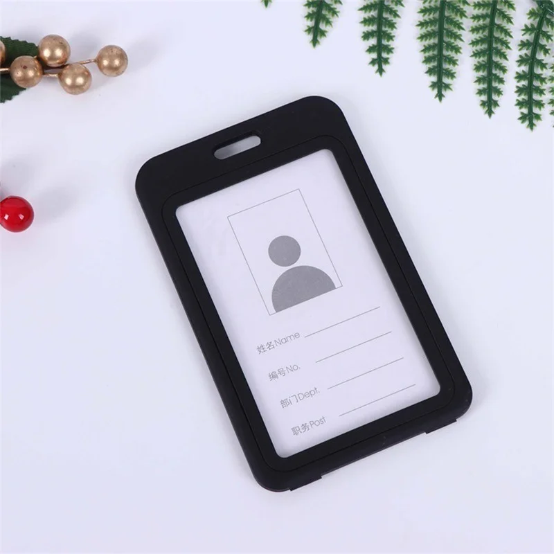 Push Pull Type Identification Badge Holder Employees Staff Credentials Card Cover Business Pass ID Name Card Protector Case