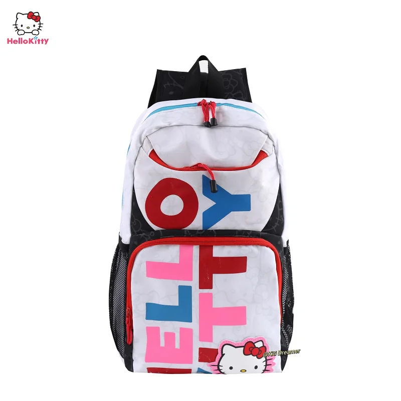 

MINISO Hello Kitty Cute Cartoon Letter Print Backpack Simple Large Capacity Casual Light Female Junior High School Student Bags