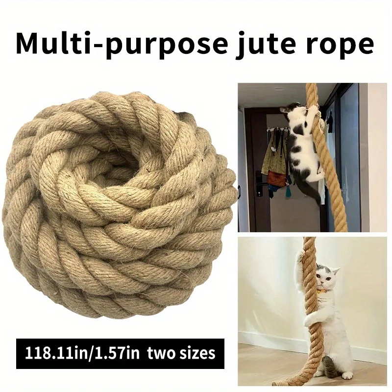 Durable Multifunctional Yard Decoration, 1.57in/1.18in Rope for Yard Lawn Garden Railing, Pet & Cat Climbing Hemp Rope