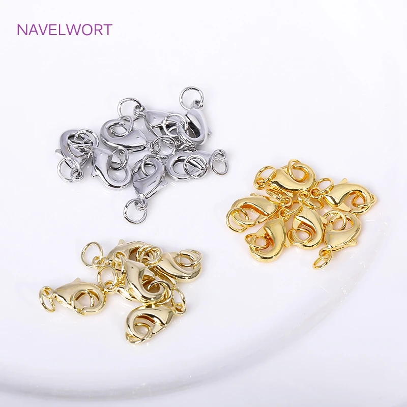 Messing 18K vergoldeter 10/12mm Karabinerverschluss mit geschlossenem Ring, Verschluss für Schmuck, Karabinerverschlussverbinder, Zubehör für Schmuck – Detail 32