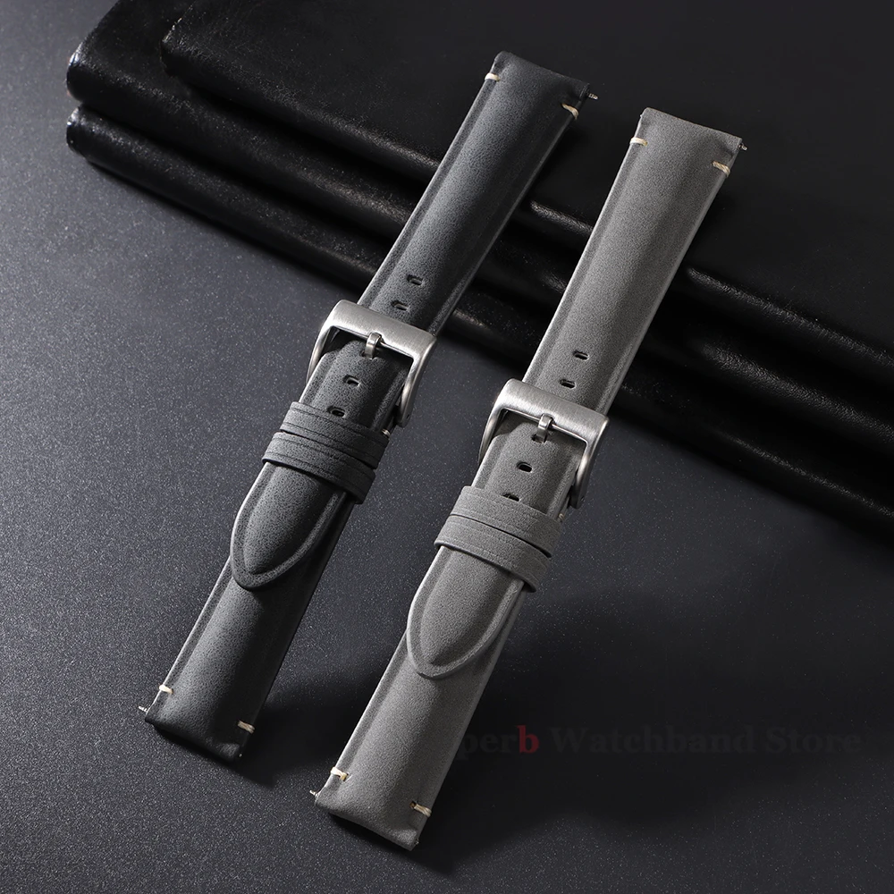 20 มม.22 มม.หนัง Watchband เย็บสายรัดข้อมือสําหรับ Omega เปลี่ยนเข็มขัดสร้อยข้อมือ Vintage สําหรับผู้ชายผู้หญิงอุปกรณ์เสริม