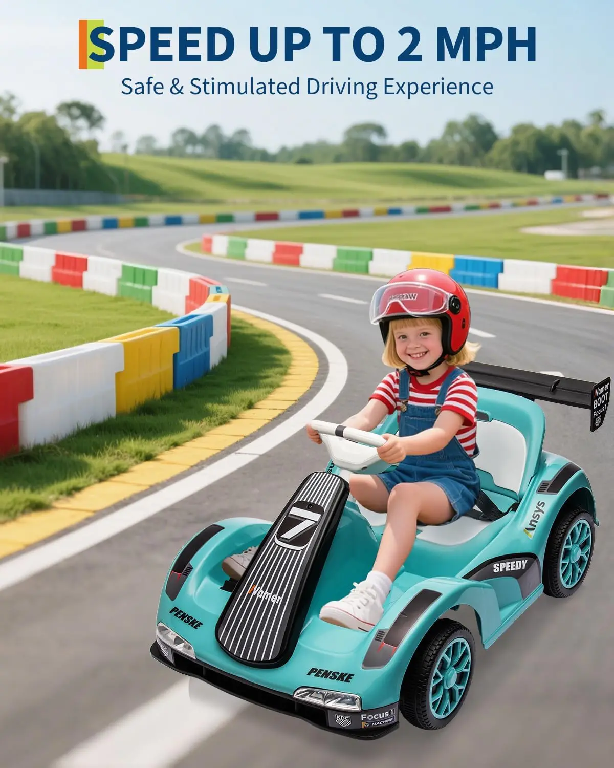 كارت دريفت للأطفال ركوب كهربائي على السيارة مع محرك مزدوج 6 فولت، كارت سباق يعمل بالبطارية مع جهاز تحكم عن بعد، أضواء LED،