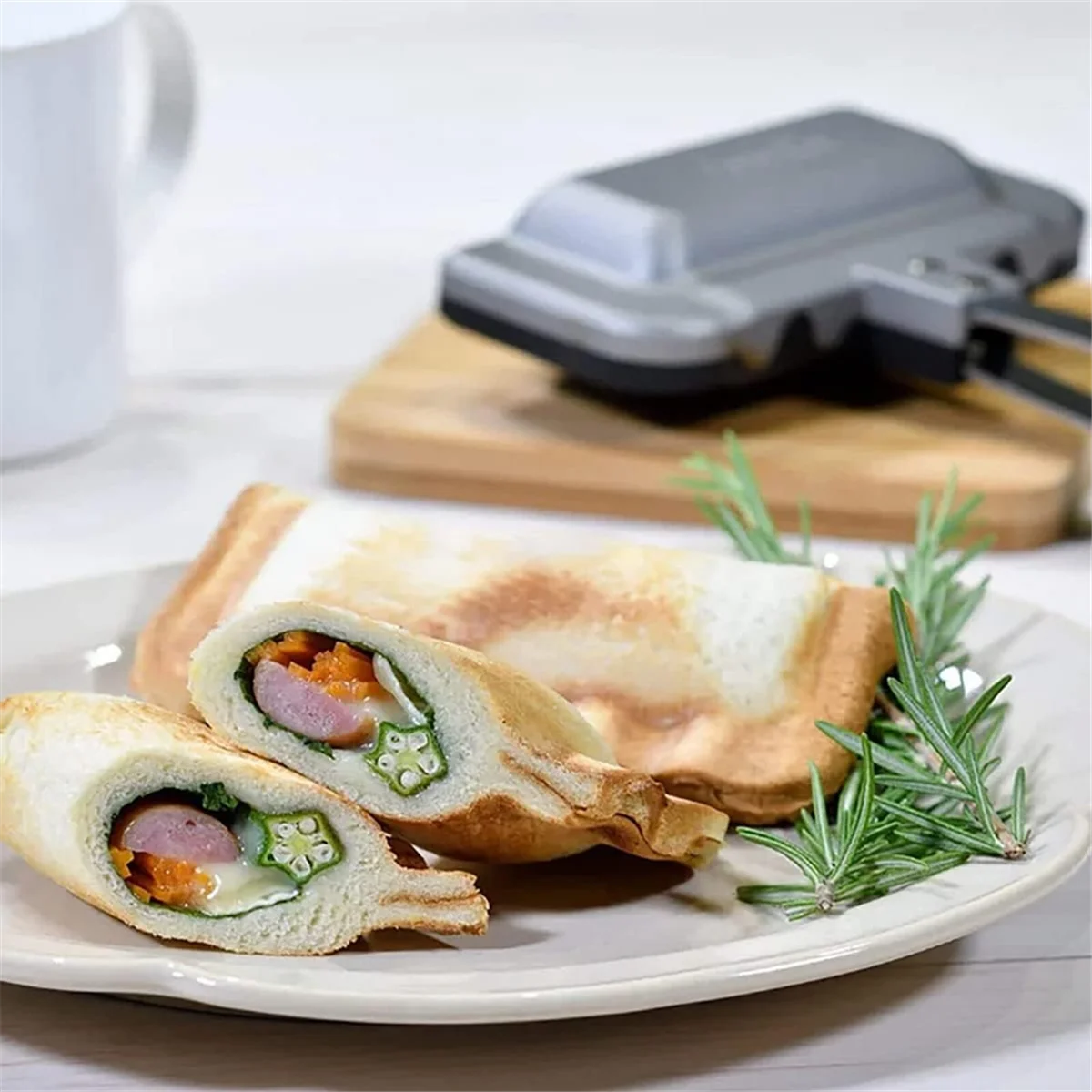 صانع ساندويتش الإفطار، صانع الساندوتشات، محمصة هوت دوج، أدوات خبز غير لاصقة، مقلاة فطيرة، طباخ #4