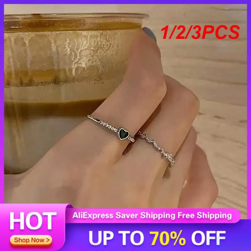 1/2/3PCS Light Luxury Ring Light Luxury Fashion Personalized Jewelry Ring Heart Ring Wedding Jewelry High Quality