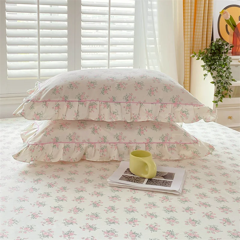 100% Cotton Pillowcase Ruffles Pillow Cover 48x74cm Pillowslip 2pcs Rectangle Cushion Cover for Bed Printed Pillow Case 베개커버