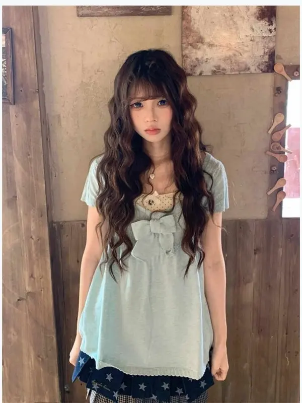 

Style Women's Knot Short Sleeve Set Casual Fashion Inner Wear Two-Piece Outfit High Waist Pant High Quality
