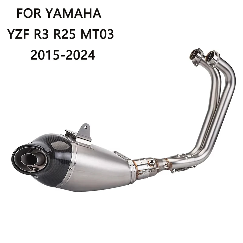 

Slip on Motorcycle Exhaust Full System Bottom Escape Front Link Pipe Carbon Muffler For Yamaha YZF R3 R25 MT03 2015-2024