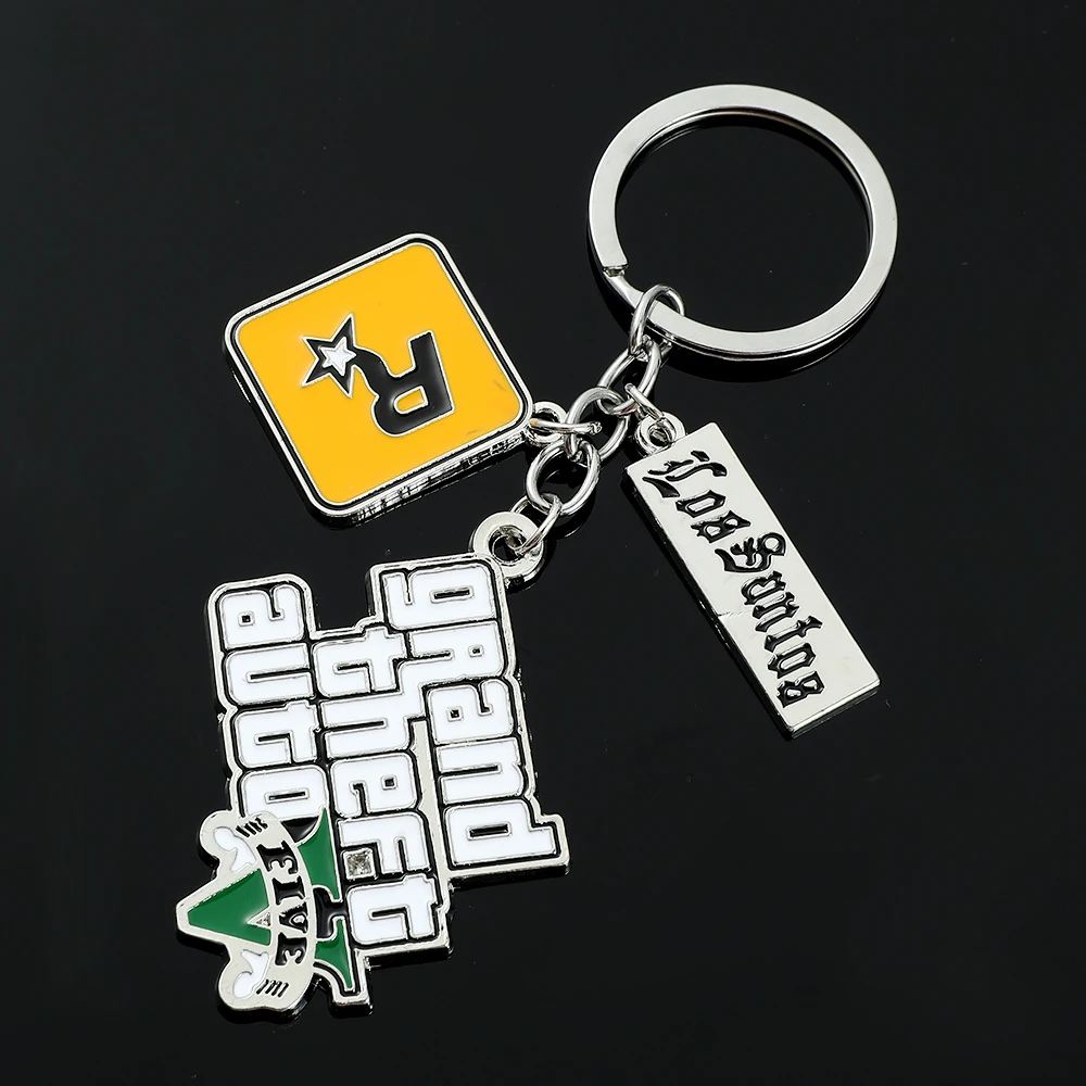 Game Grand Theft Auto 5 Keychain Men Fans Letter Key Chain Grand Theft Auto Rock Star Keying Key Buckles Car Accessories