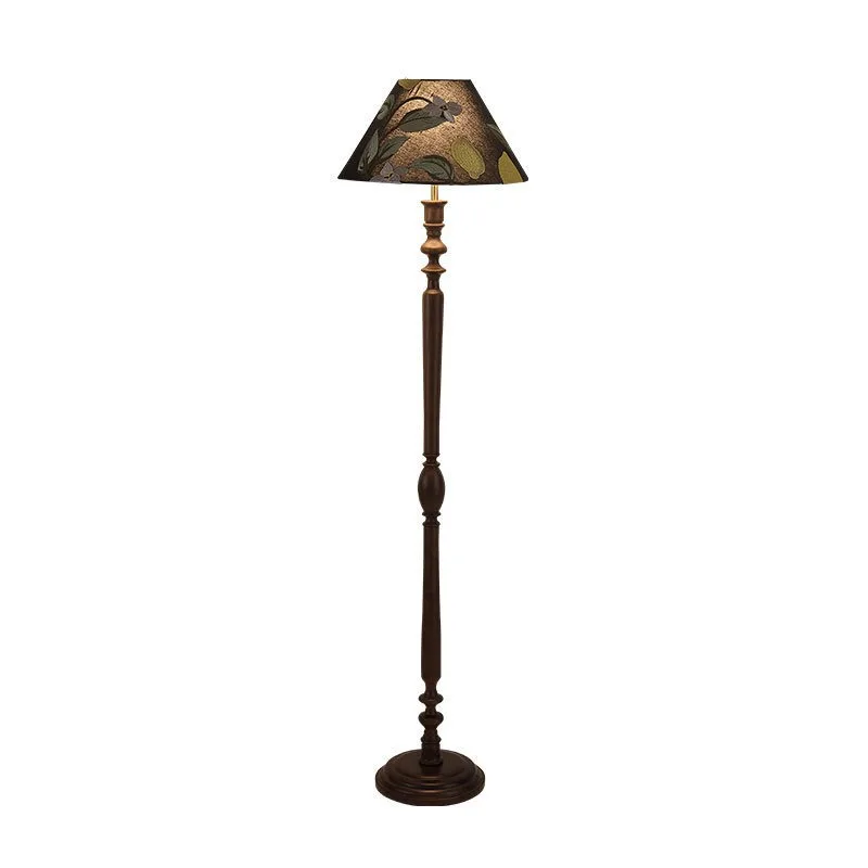 

Floor lamp: Vintage walnut color sofa, personalized art fabric lampshade, bedroom decoration table lamp