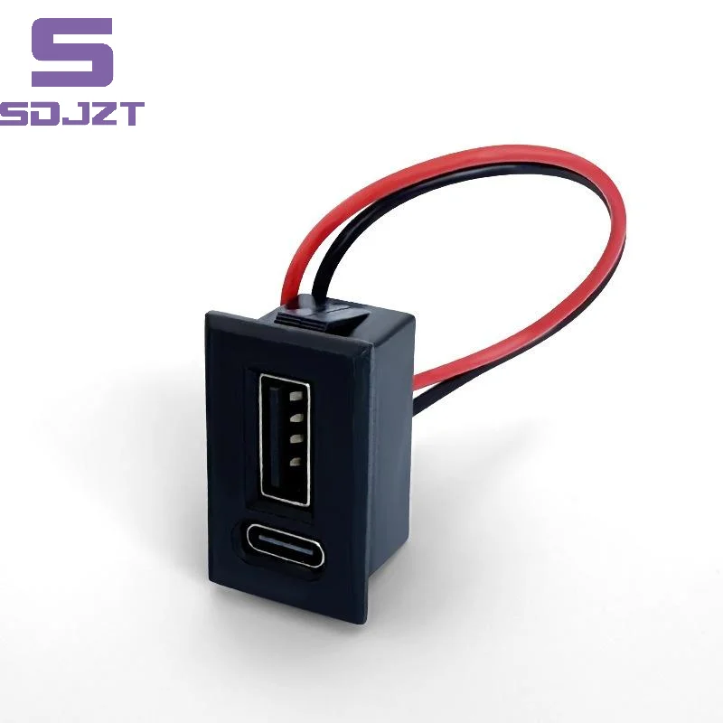 USB Type C Female Socket Connector Double Layer Charging Port Module With Cable Interface