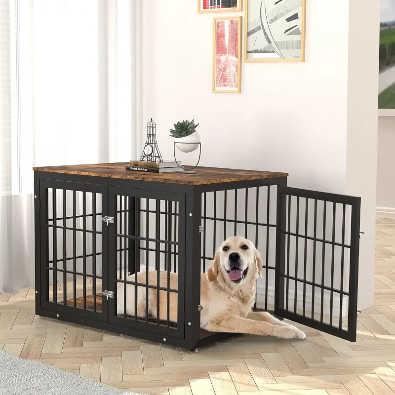 Heavy Duty Dog Crate Furniture for Large and Medium Dogs, Decorative Pet House End Table, Wooden Cage Kennel Furniture