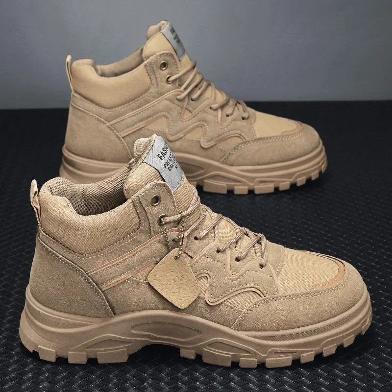 2024 New Autumn Men's Workwear shoes Trend Breathable Durable Comfortable Ankle Boots Casual cheap Shoes Sneakers Mid top boots