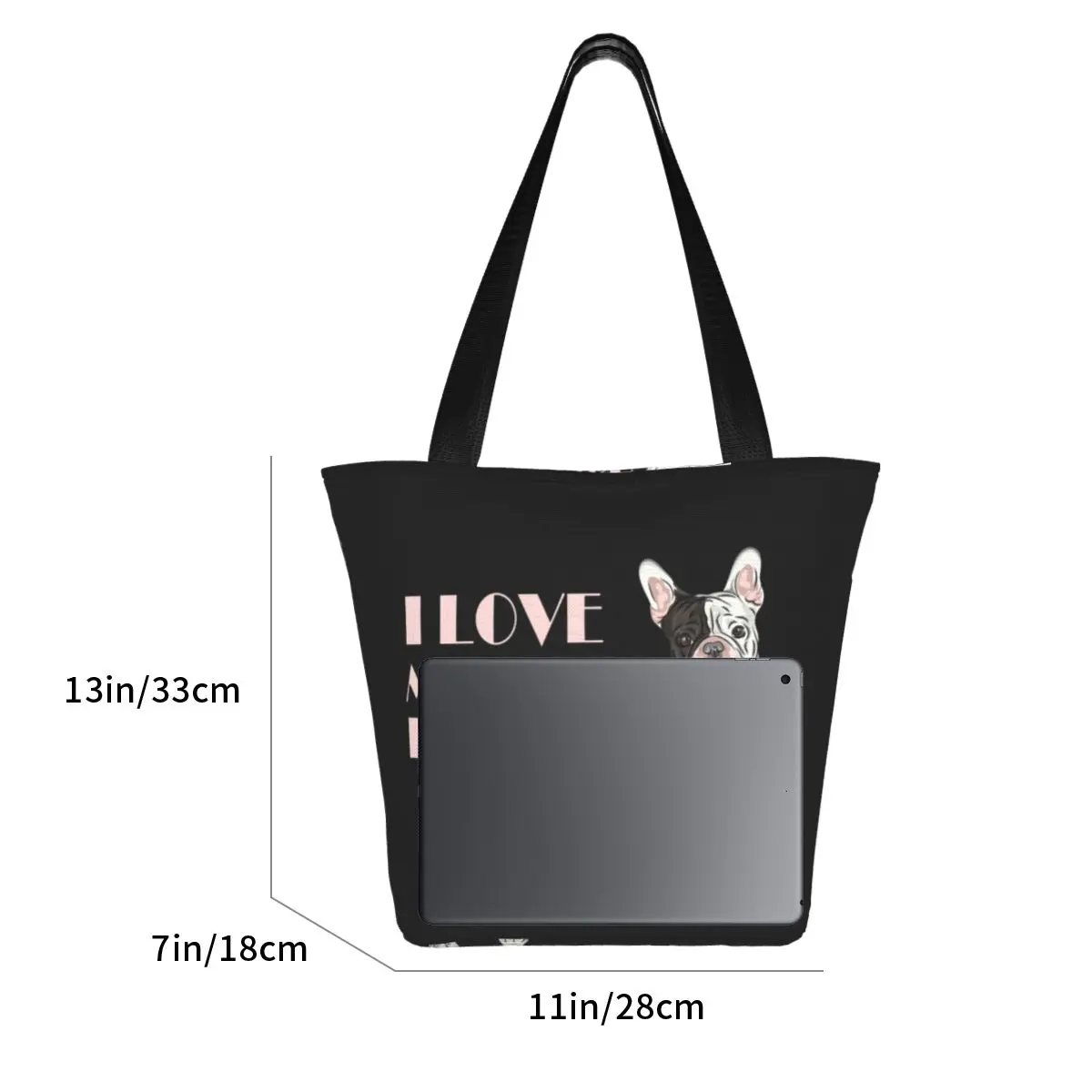 Custom French Bulldog Canvas Sacos De Compras Mulheres Mantimentos Portáteis Pet Puppy Dog Animal Frenchie Tote Shopper Bags