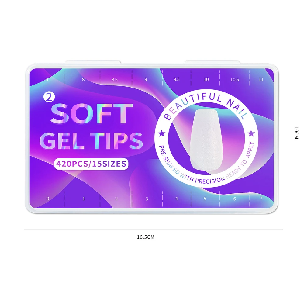 420 Stück Weiche Matte Mandelförmige Nagelspitzen, Voll Transparent, Soak-Off Gel, Kurze T-Form, Runde Ovale Kapselspitzen für Nagelkunst-Dekoration – Detail 4