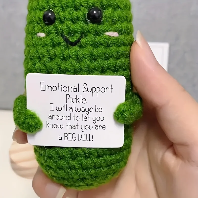 Pepino de pepino hecho a mano, pepino de confort emocional, estilo Muppet Adorable, regalo decorativo para un encanto único y peculiar, 1 unidad
