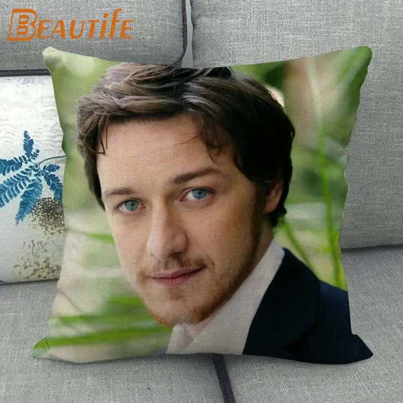 Nuovo arrivo James McAvoy federa camera da letto copertura decorativa per la casa 45x45cm federe con cerniera quadrata tessuto di lino di cotone non