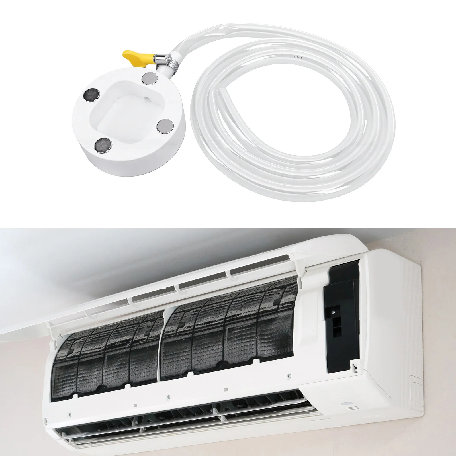 Magnetic Window AC Drain Kit Clear Condensate Drain Hose with Stainless Clamp Magnetic Drain Adapter for Window AC and Split
