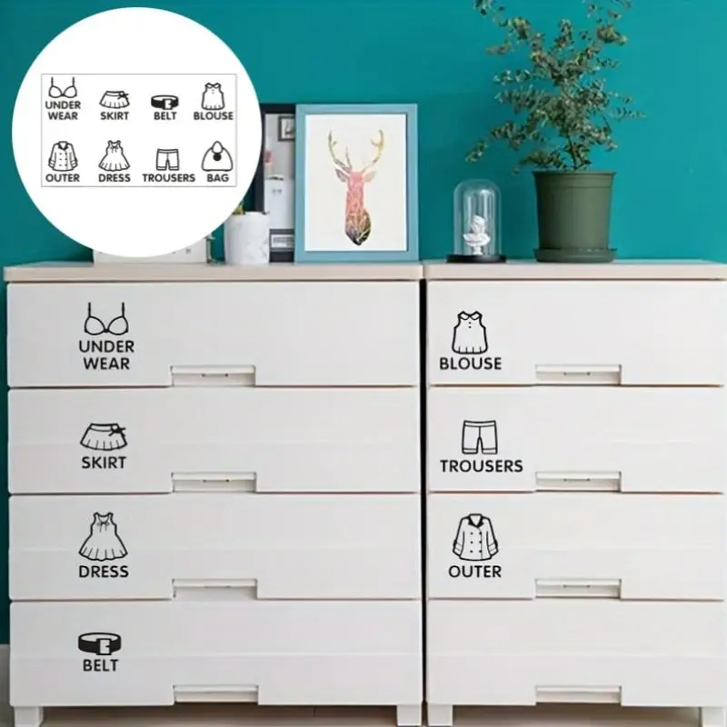 PVC Wardrobe Clothing Label Decal Sort Wall Decals Stickers Tag Clothes Classification Labels Bedroom Art Sticker