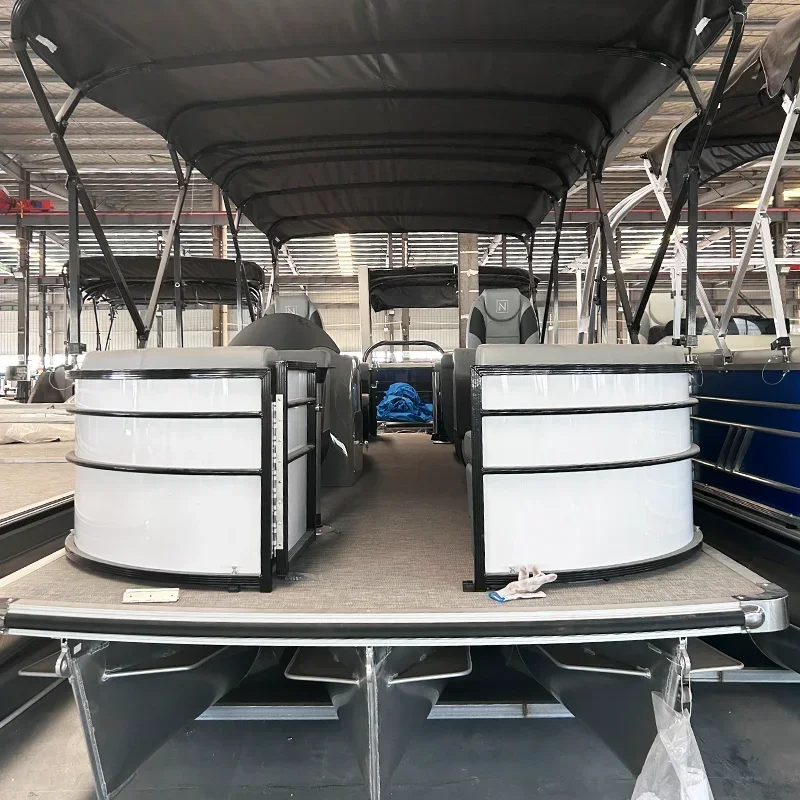 Sports Luxury Party Barge Aluminium Pontoons Floating Pontoon Boats Small Mini Party Pontoon Boat with Motor