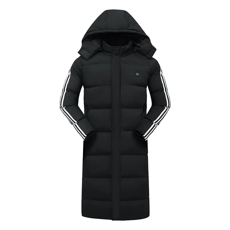 Winter USB Heating Long Jacket Men And Women Parka 9 Or 11 AREAS Electrothermal Cotton Coat Windproof Waterproof Windbreaker