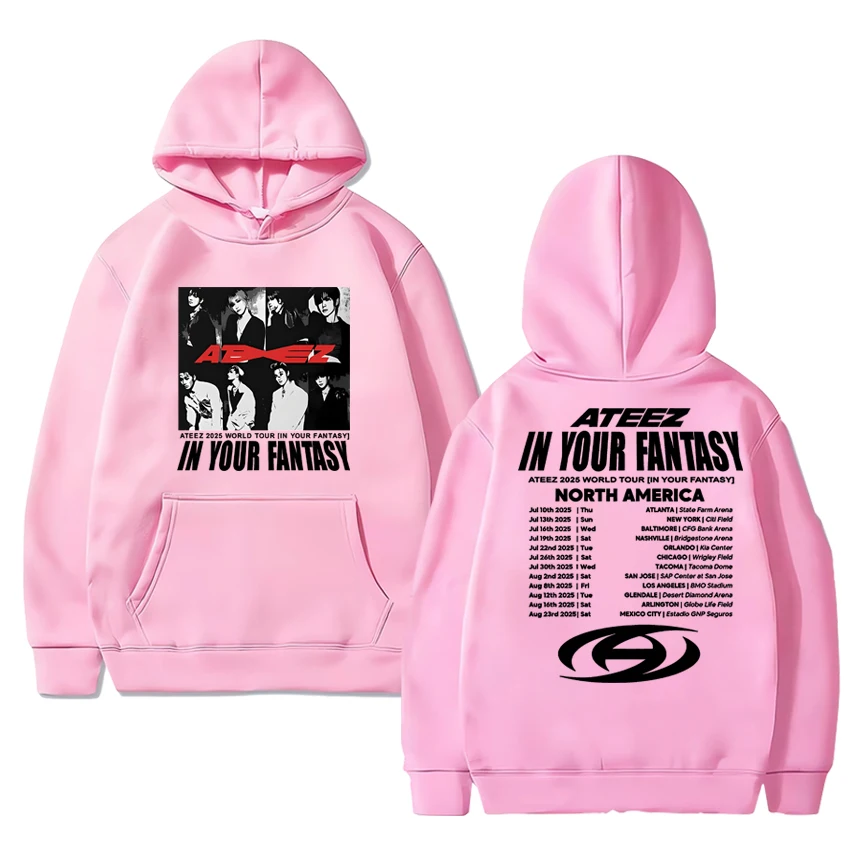 2025 الخريف الشتاء كوريا Kpop Ateez جولة حول العالم في الخيال الرسومات هوديي الرجال النساء الاتجاه Y2k البلوز للجنسين كنزة صوف