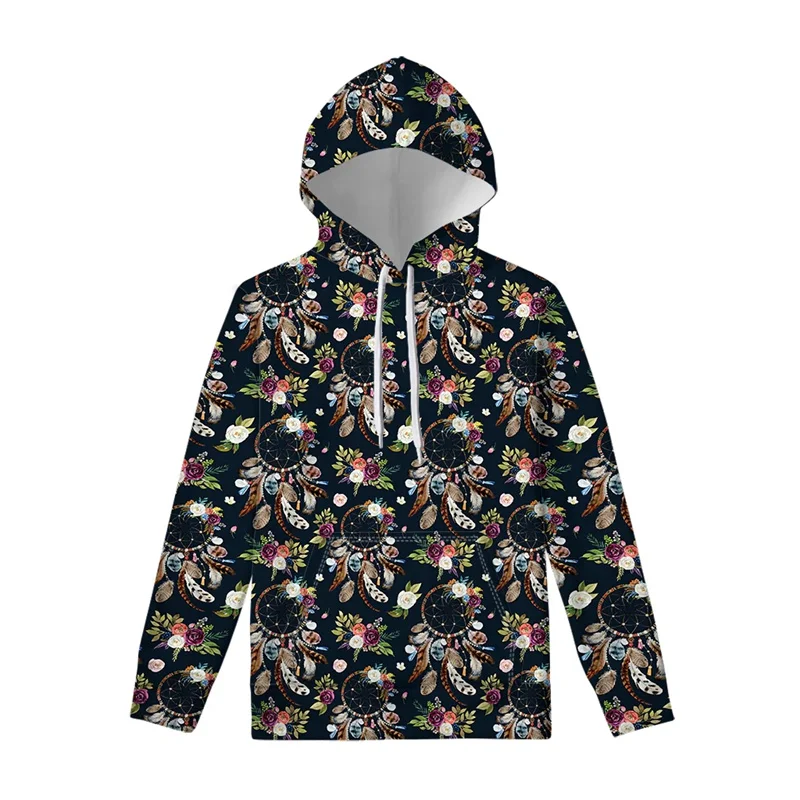 Psychedelic Hawaiian Flower Print Pullover Hoodie For Men Fall/Winter New Arrivals Casual Oversize Longsleeve Sweatshirts