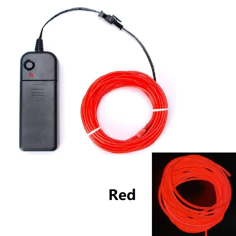 1m 3m 5m Glow EL Wire Neon Kabel voor Kerst Dansfeest DIY Kostuums Veelkleurig Verlicht Licht AA Batterij Lamp LED Strip