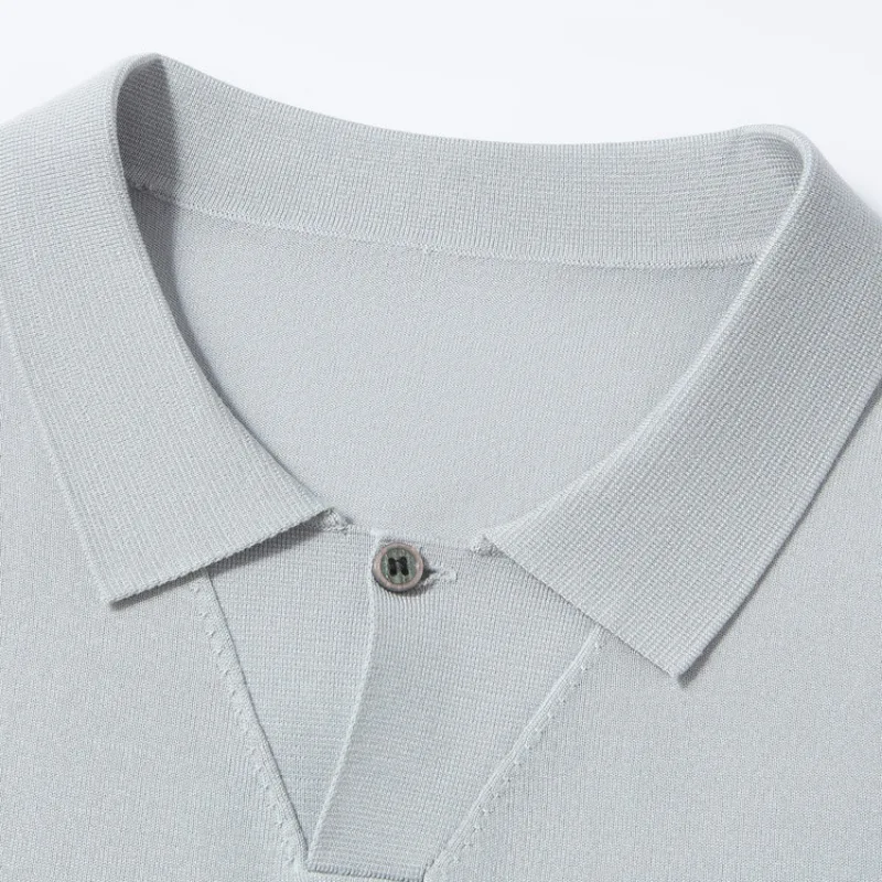 Luxury Men's Polo Shirts Tshirt with Silk Short Sleeve Old Money Style Casual Top Breathable