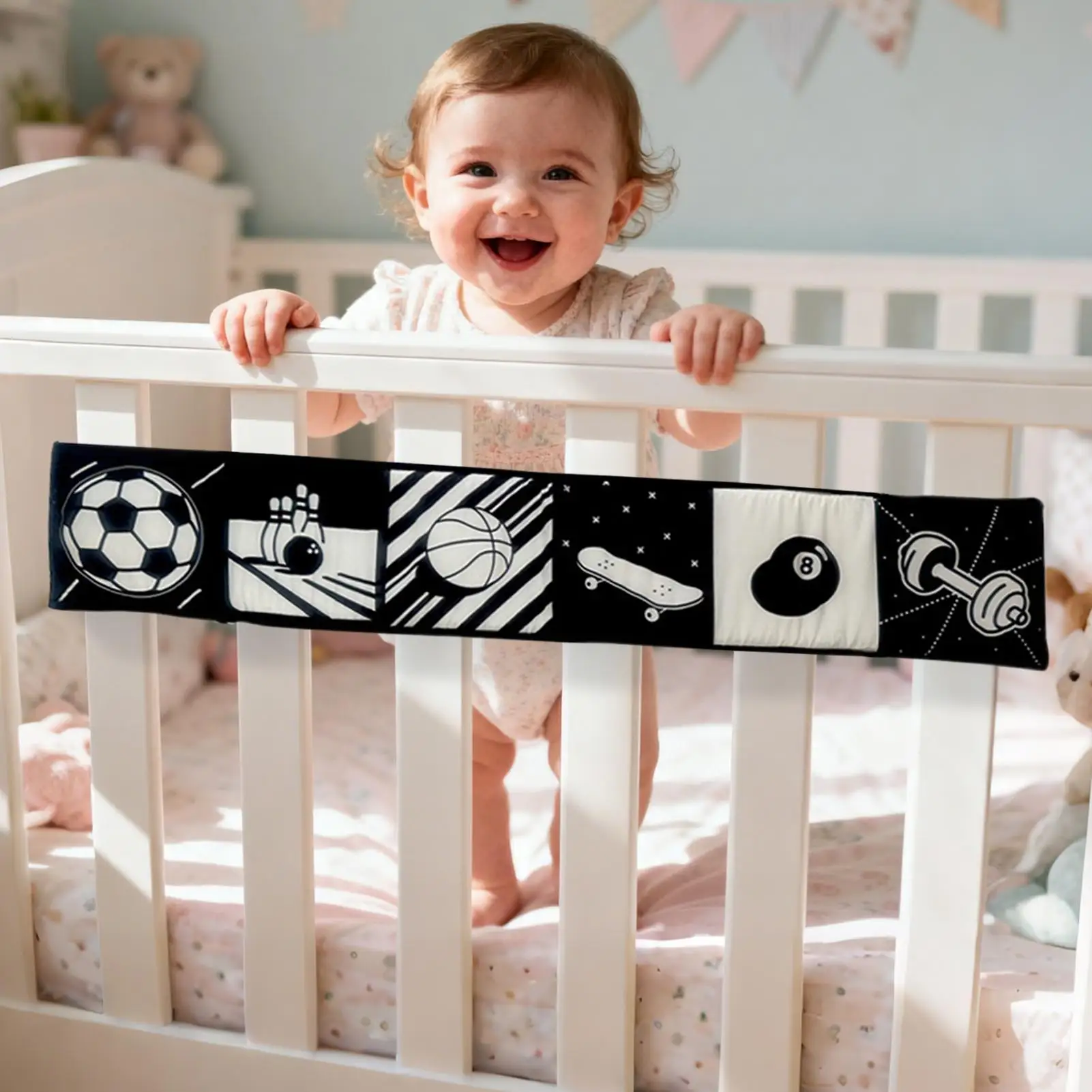

Бампер для детской кроватки, детские принадлежности, дышащий бампер для кроватки с черно-белыми узорами для детей 0-36 месяцев, захватывающий бампер для кровати