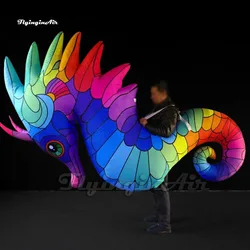 Attractive Colorful Wearable Inflatable Seahorse Costume Walking Blow Up Cartoon Sea Animal Mascot Suit For Parade Show
