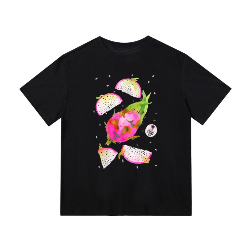 Hot Korean Summer Orange Dopamine Fruit Couple Short-sleeved T-shirt Chic Casual Pure Cotton Breathable Half-sleeved
