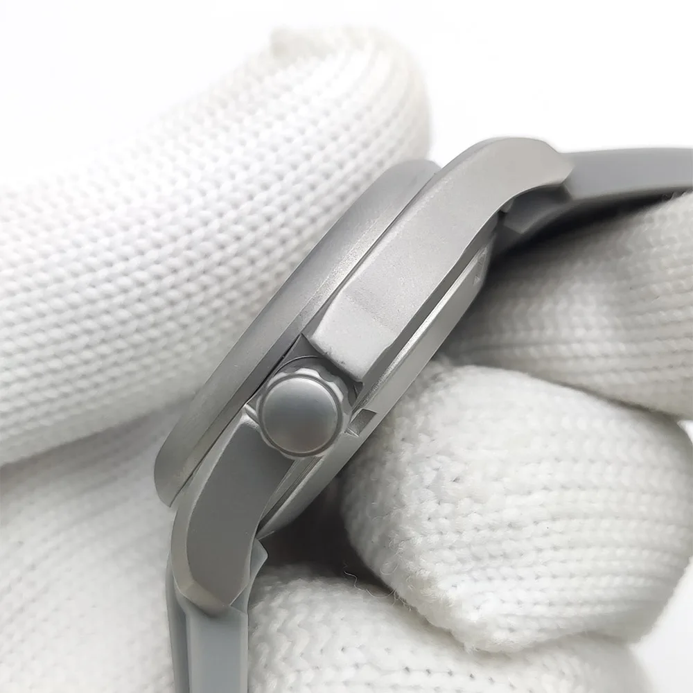 38mm Sterile Silver Men Automatic Watch Aviator Retro Mechanical Wristwatch 5ATM Waterproof C3 Luminous NH35 move Rubber strap