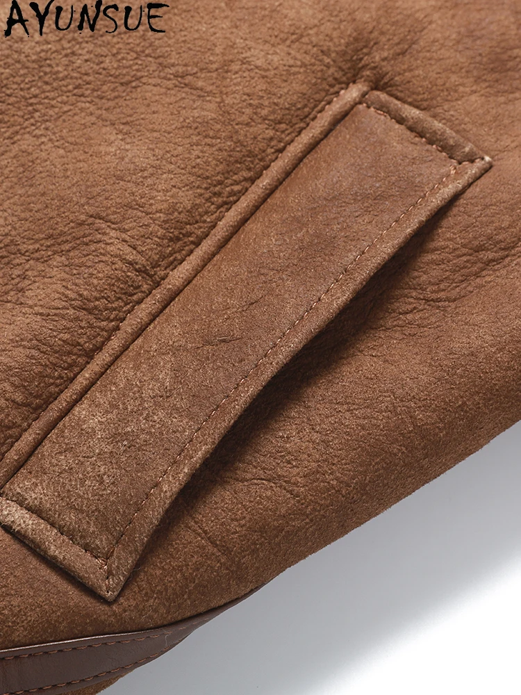 AYUNSUE 2025 جديد شيرلينغ سترة امرأة 100% سترات من الصوف الطبيعي للمرأة الملابس ميرينو الأغنام الفراء سترة امرأة Abrigo Mujer