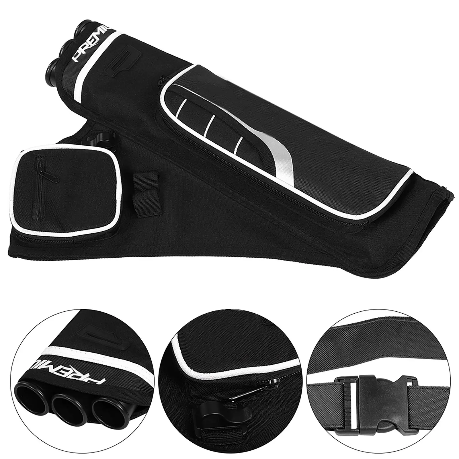 Archery Arrow Quiver Holder 3 Tubes Back Waist Shoulder Bag Pouch Bow Target