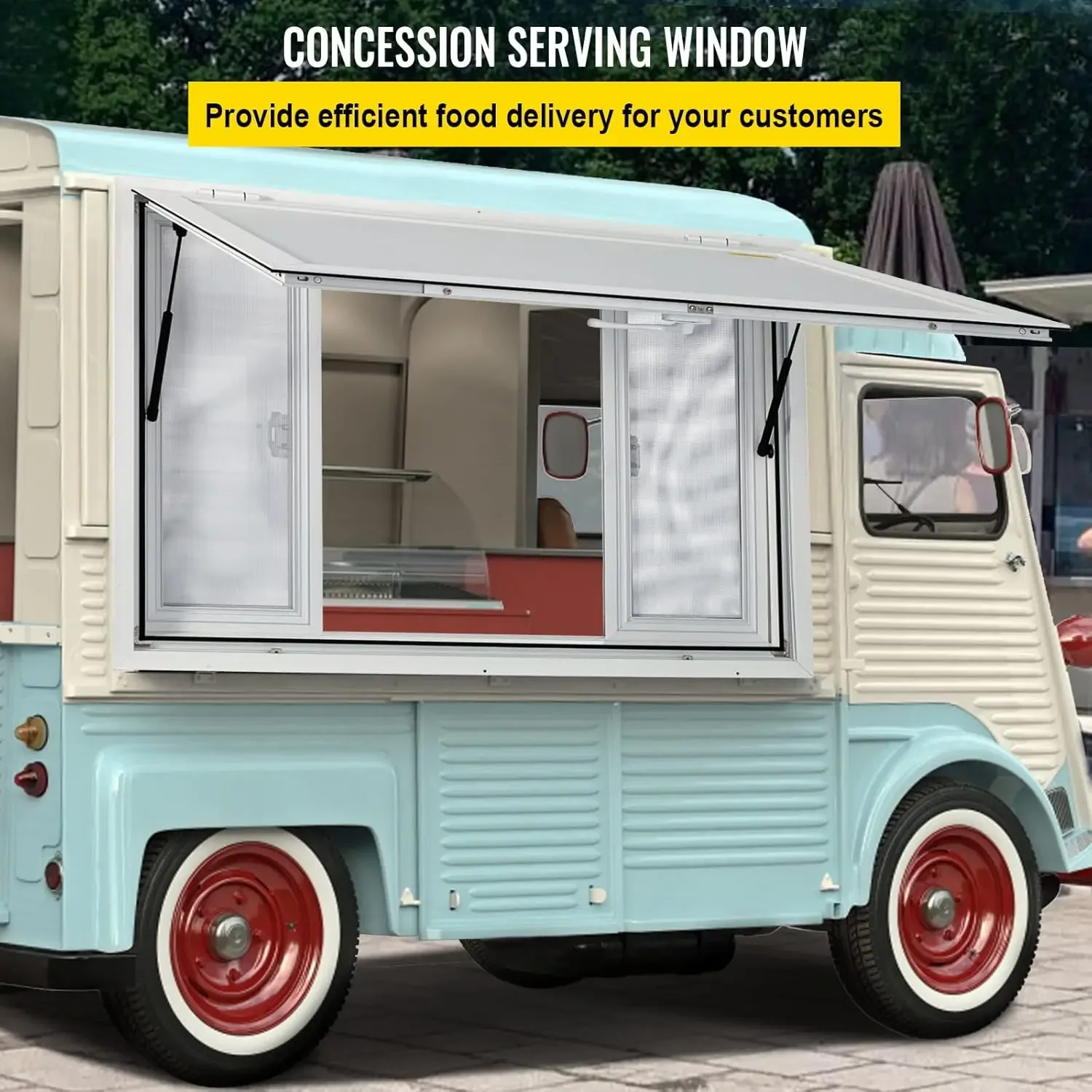 Konzession fenster 60x36 Zoll, Food-Truck-Service fenster aus Aluminium legierung mit 4 horizontalen Schiebefenstern und Markise