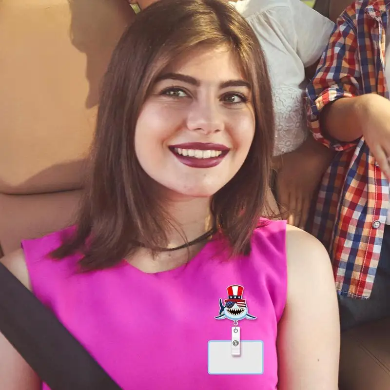 4th من يوليو شارة بكرة بريق تصميم الاكريليك معرف شارة قابل للسحب دعوى سترة التلبيب اسم شارة حامل كليب ممرضة اسم حامل #4