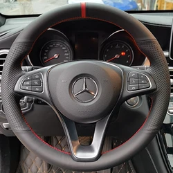 Car Steering Wheel Cover For Mercedes Benz C200 C250 C300 B250 B260 A200 A250 Sport CLA220 CLS400 E200d Black Faux Leather