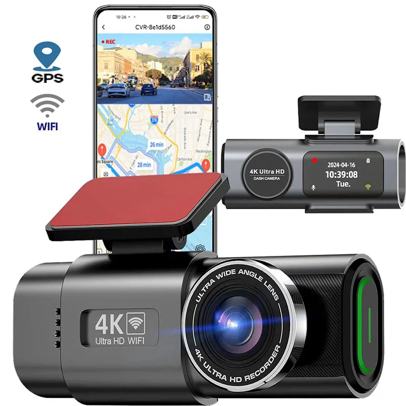 ZUIDID Dash Cam Dual Lens 4K UHD Recording Car Camera DVR Night Vision Video Recorder Built-In Wi-Fi Support GPS 24H Parking