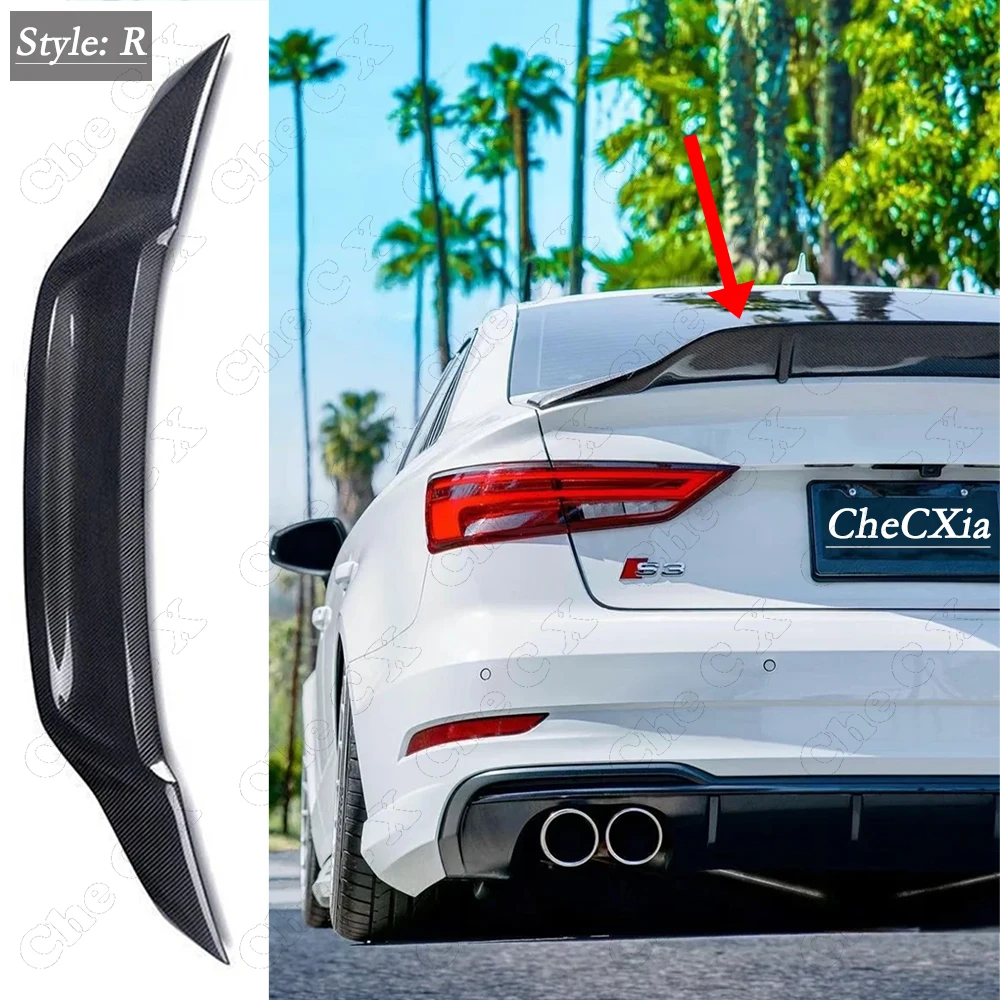 

For AUDI 2013-2020 A3 S3 RS3 8V Limousine Sedan R Style Glass Fibre Rear Spoiler Trunk Wing Carbon Fiber Look Rear Spoiler