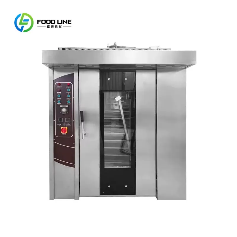 Customized Industrial Hot Air Rotary Baking Oven with Stainless Steel Trolley Rack, 5-15 Pan Bread Pastry Machine