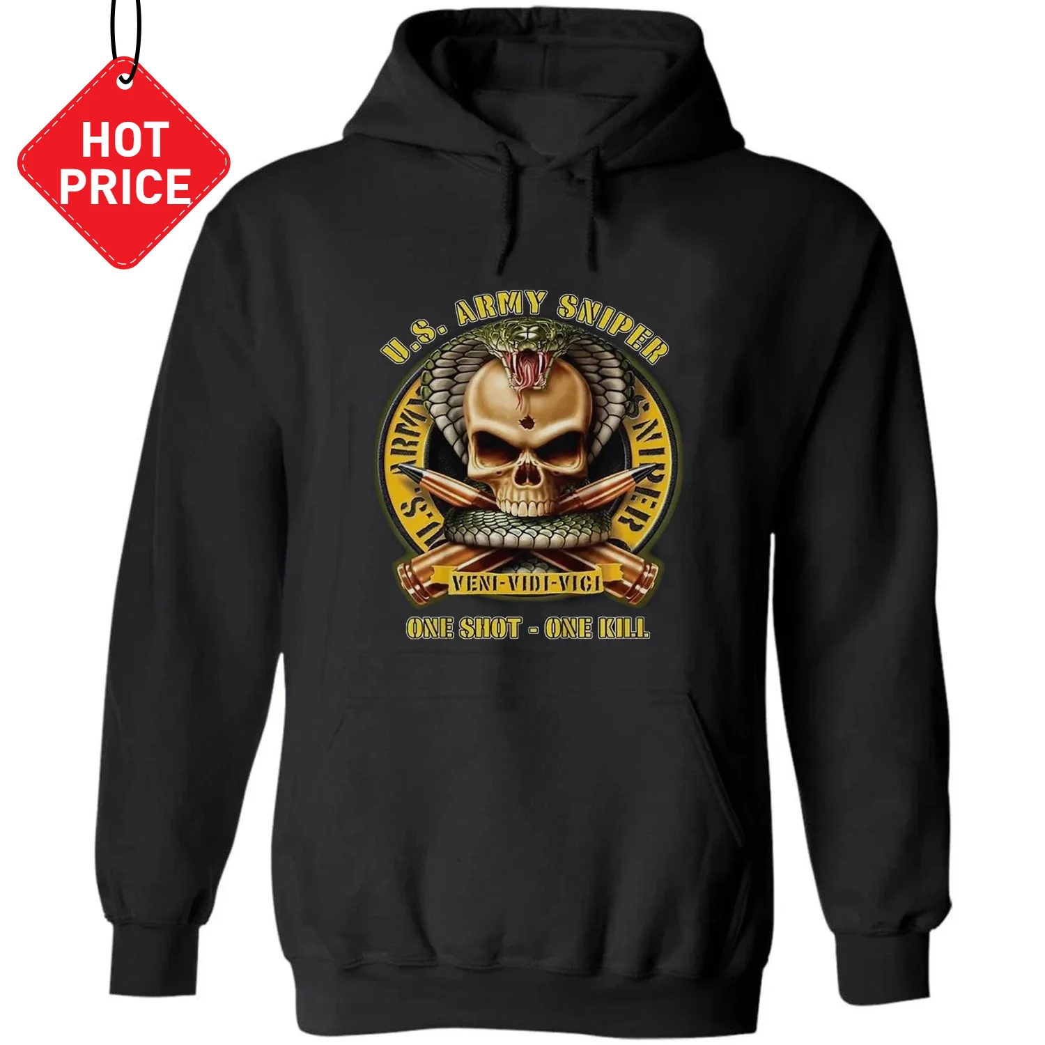 

One Shot One Kill US Army Sniper Pullover Hoodie New 100% Cotton Comfortable Casual Mens Sweatshirts Military Style Streetwear