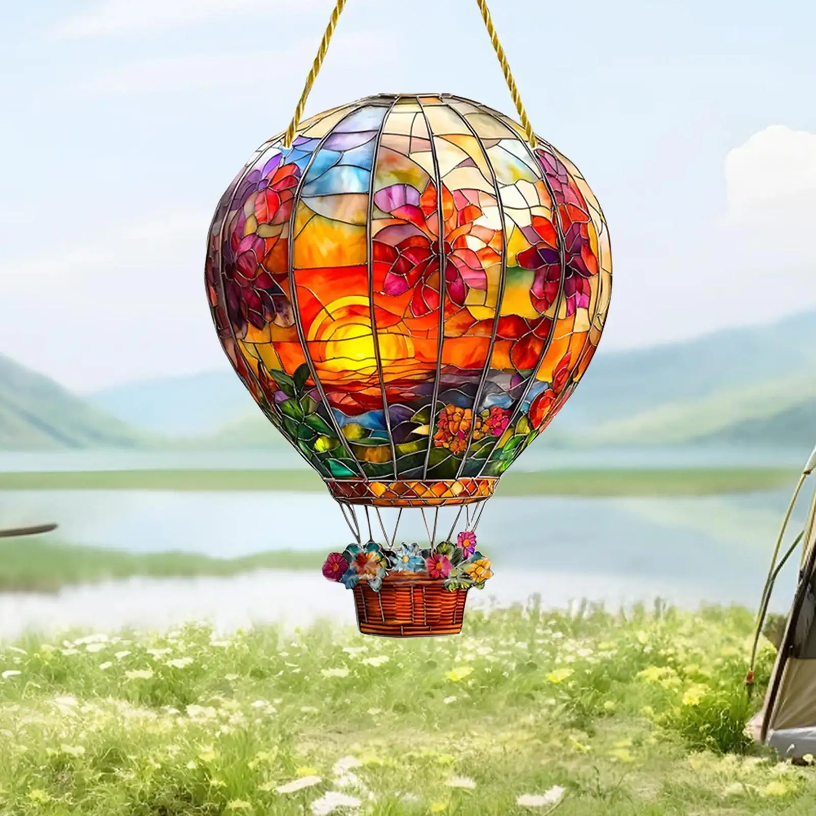 Hot Air Balloon Suncatcher Hanging Decoration for Living Room Fireplace Door