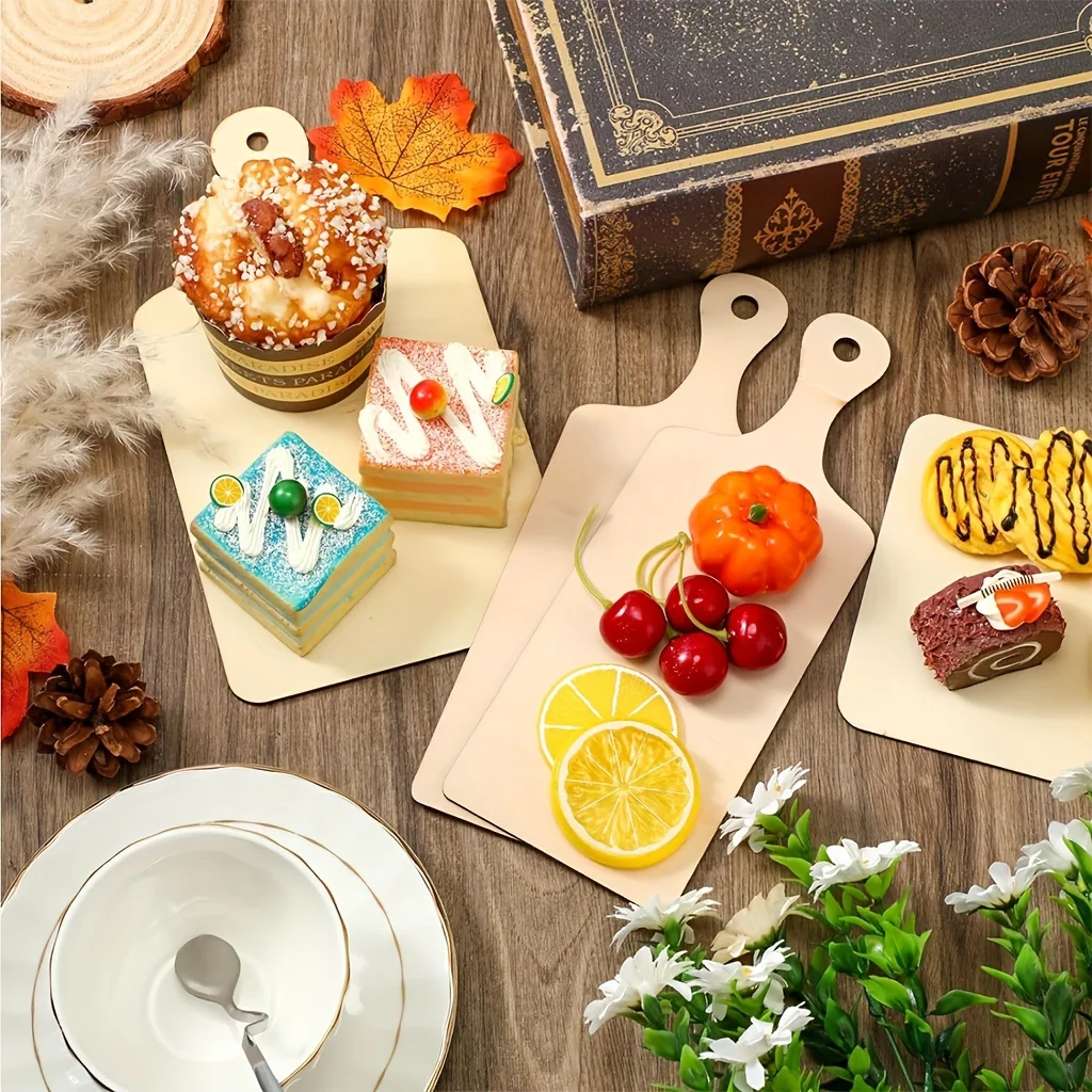 8pcs/4pcs/2pcs(8.26 X 4.64inch ) Wood Mini Cutting Board with Handle,rectangular Unfinished Wood Craft Paddle Tray Cutting Board