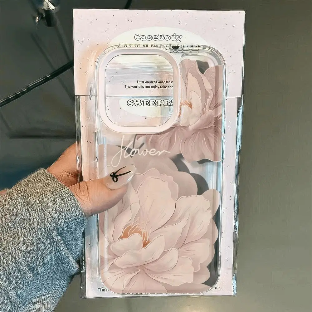 Simplicity Oil Painting Flower Phone Case For iPhone 16 15 14 13 12 11ProMax XR XS MAX 78Plus Y2K Girl Cute Anti Fall Back Cover