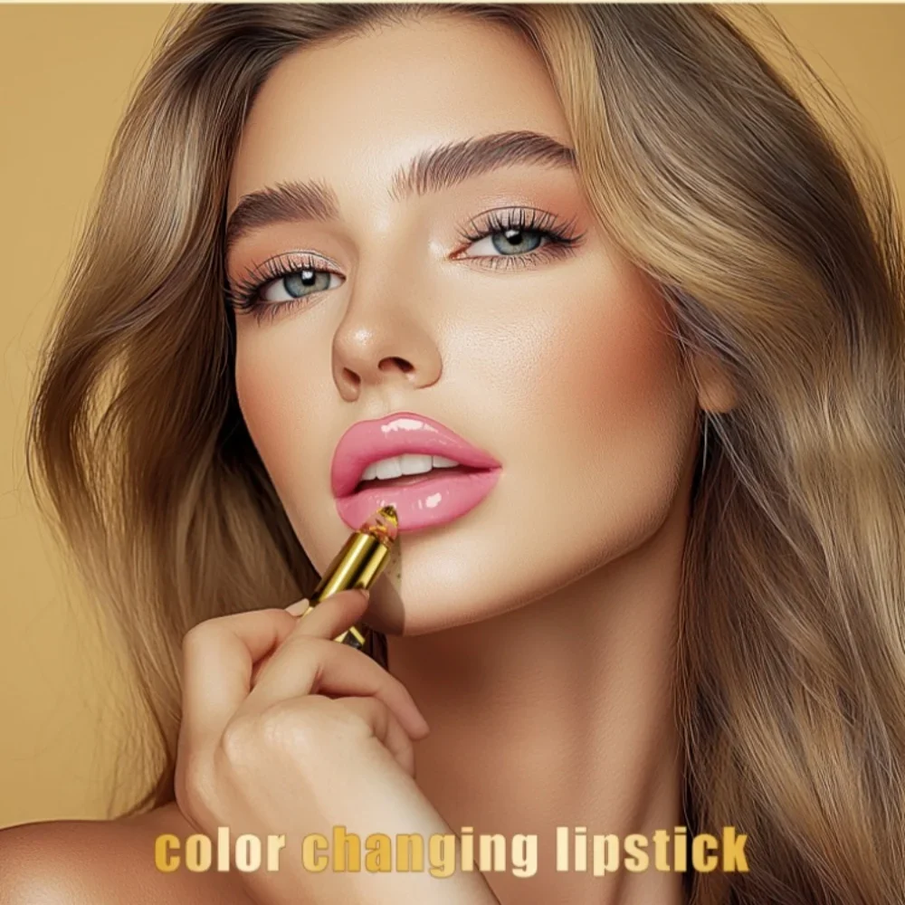 Metaliczny Balsam do Ust w Formie Trójzestawu, Długotrwały Zmieniający Kolor, Powiększający Usta, Nawilżający Balsam Żelowy, Odżywczy Nawilżacz, Kryształowy